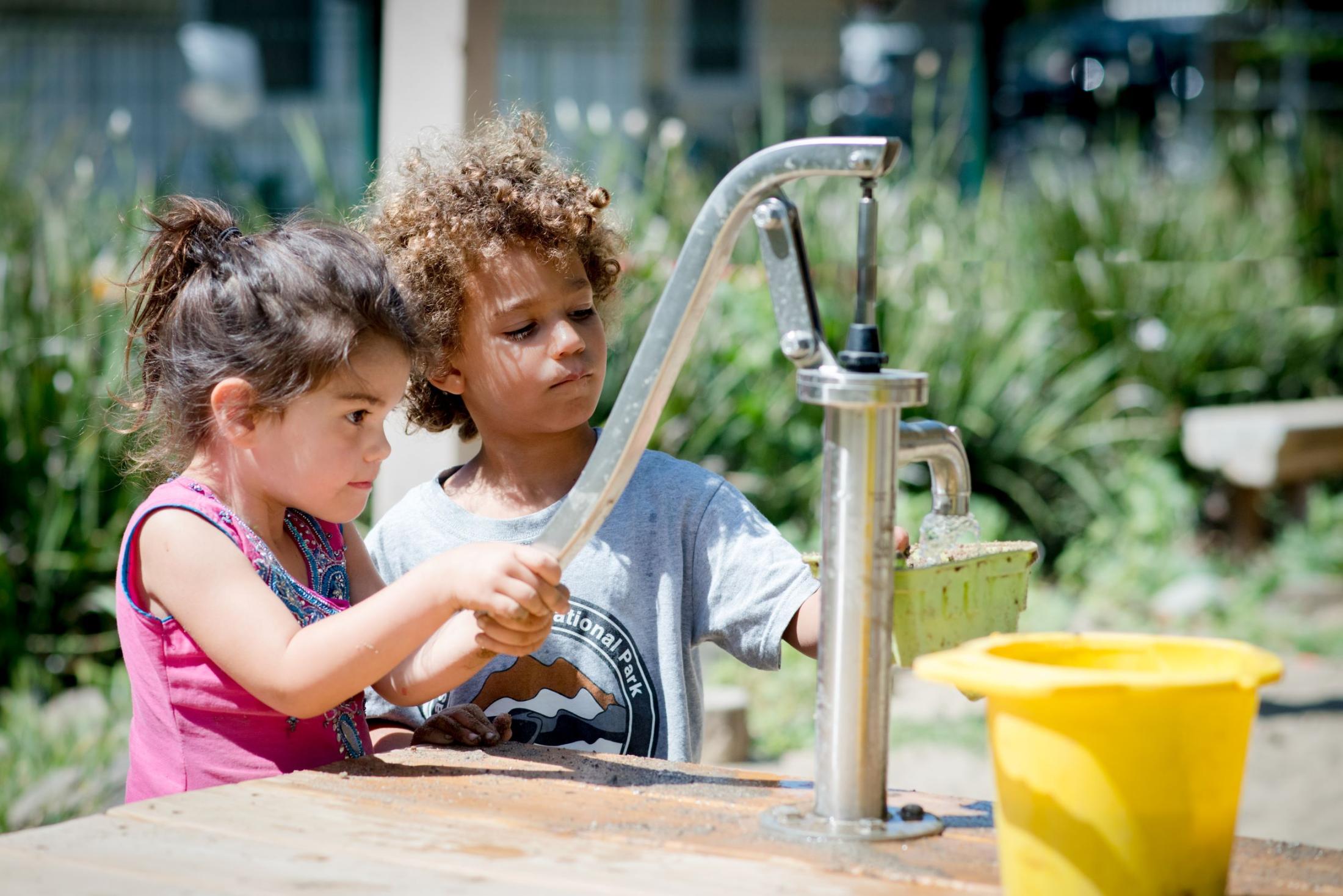 Outdoor play with pump