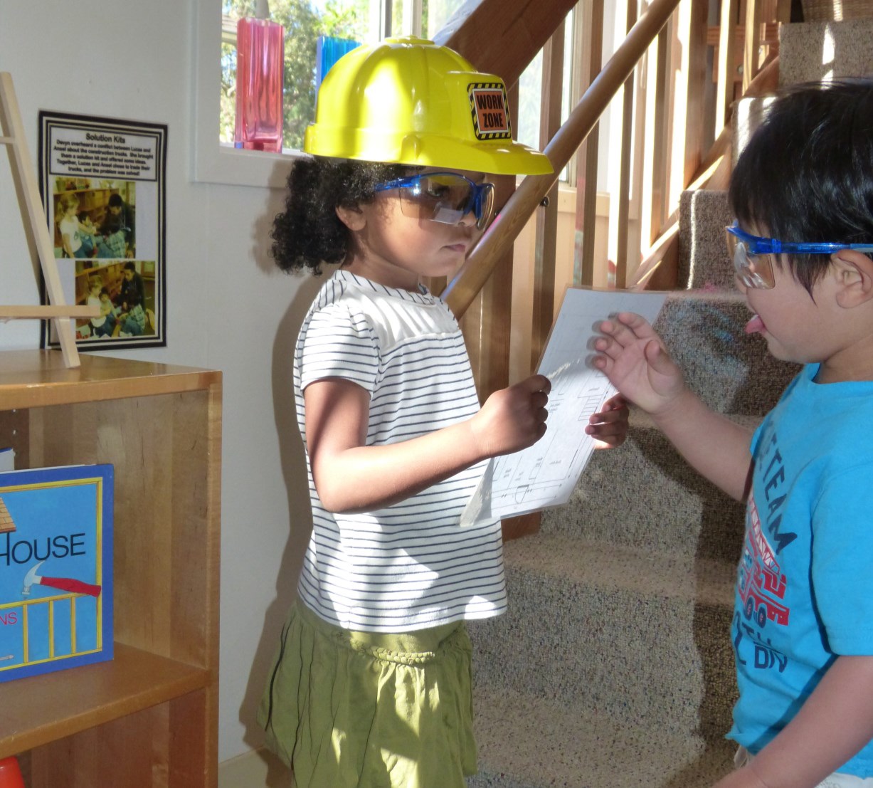 PreK girl construction play