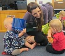 Infants look through colored plastic