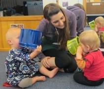 Infants look through colored plastic